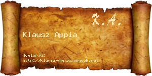 Klausz Appia névjegykártya